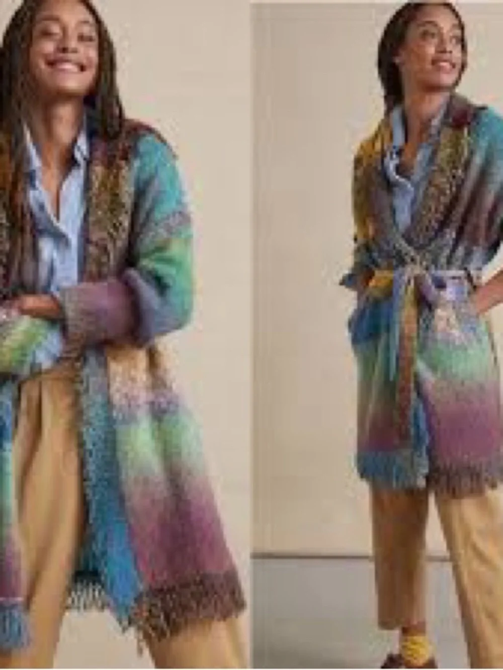 Anthropologie Pastel Multicolor Open-Front Knit Cardigan Graylin - Picture 2 of 10